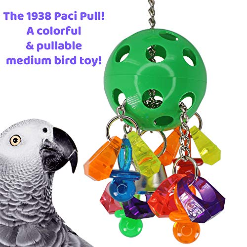 1938 Paci Pull Colorful Pacifier Ring Acrylic Parrot Parrotlet Budgie Quaker African