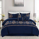 Bedding Comforter Sets, 7 Pieces Soft and Comfortable(Navy, Cal King)