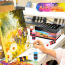Caliart Acrylic Paint Set With 12 Brushes, 24 Colors (59ml, 2oz) Art Craft Paints
