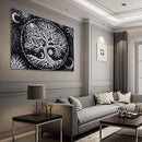 Tree of Life Tapestry Black White- Galaxy Sun and Moon Tapestry- Wall Hanging Decor