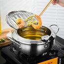 BYBYCD Stainless Steel Deep Frying Pot Japanese Style Deep Frying Pan Tempura