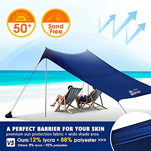 WIPHA Beach Tent-Family Portable Beach Canopy for 4-6 Adults-UPF 50+ Sand Free