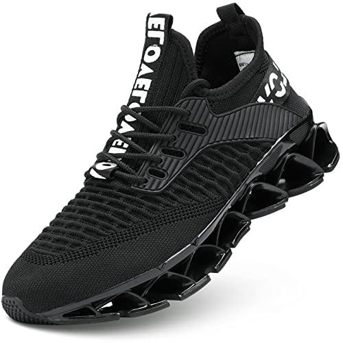 Men's Running Shoes Fashion Sneakers Breathable Non Slip Full Black