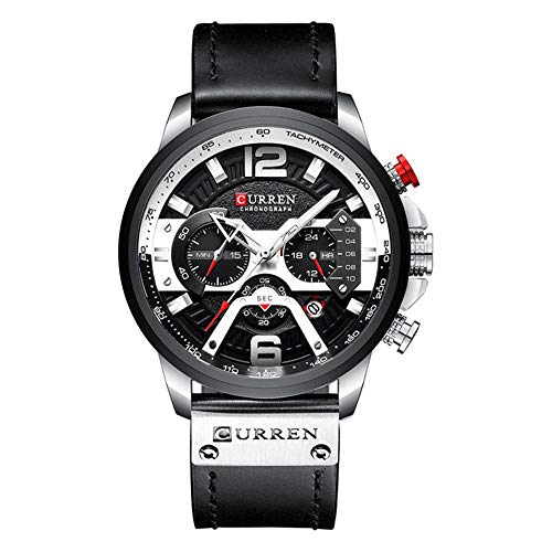CURREN Watches Men Quartz Leather Chronograph Watch and Fashion Bracelet Set