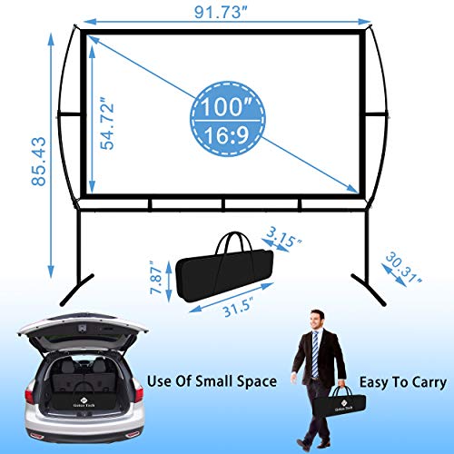 Projector Screen with Stand Foldable Portable Movie Screen 100 Inch（16：9）