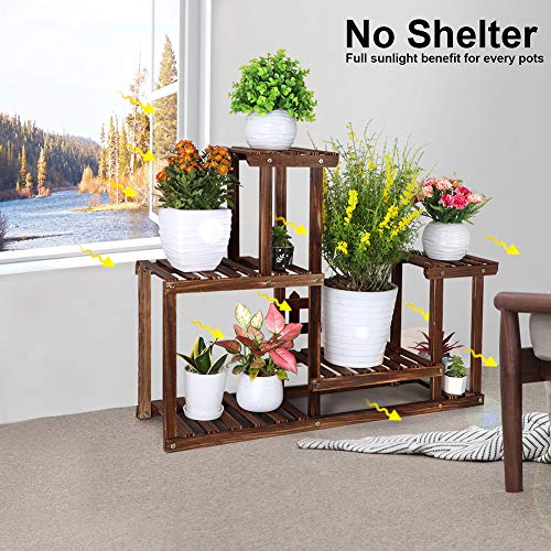 FOLDIFY Pine Wood Plant Stand Indoor Outdoor Multiple Flower Pot Holder Shelf