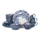 Gabriela Blue 16-Piece Dinnerware Set, Service for 4
