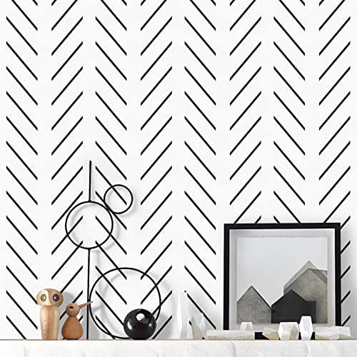 Black and White Peel and Stick Wallpaper Herringbone Contact Paper