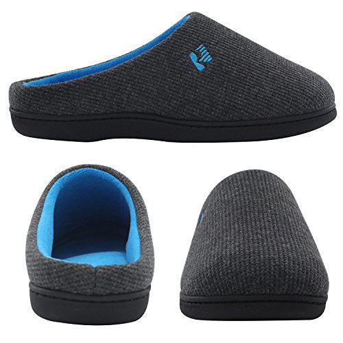 Men's Original Two-Tone Memory Foam Slipper, Size 11-12 US Men, Dark Gray/Blue