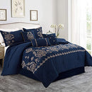 Bedding Comforter Sets, 7 Pieces Soft and Comfortable(Navy, Cal King)