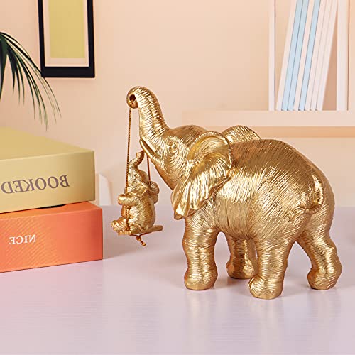 ZJ Whoest Elephant Statue. Gold Elephant Decor Brings Good Luck, Health, Strength. Elephant Gifts for Women, Mom Gifts. Decorations Applicable Home, Office, Bookshelf TV Stand, Shelf, Living Room