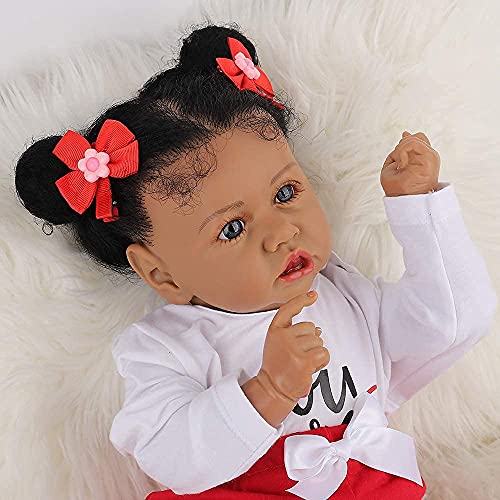 Lifelike Reborn Baby Dolls with Soft Body African American Realistic Girl Doll