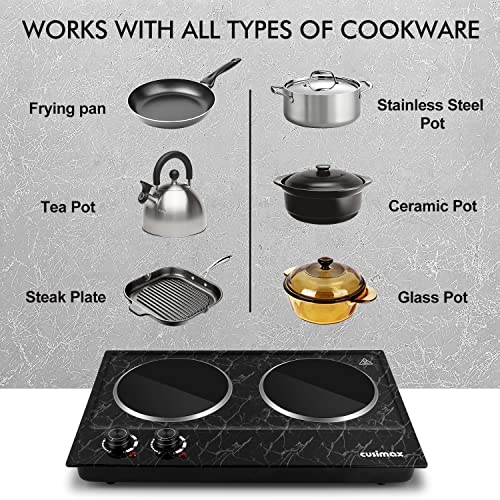 Hot Plate, Double Burner Electric, Dual Control Portable Electric Stove Countertop