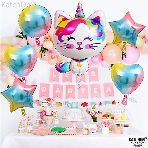 Big, 36 Inch Caticorn Balloon Set - Caticorn Party Supplies, Pack of 7