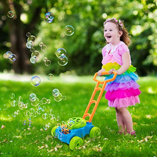 Bubble Lawn Mower for Toddlers, Kids Bubble Blower Maker Machine