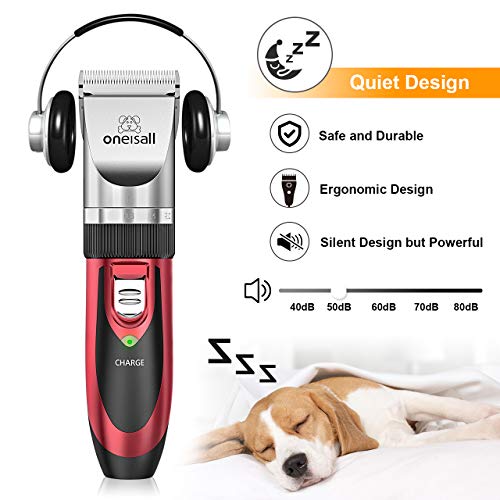 Pet Grooming Clipper Kits Low noise Oneisall Dog and Cat Rechargeable Cordless