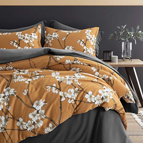 Almond Tree Blossom Floral Duvet Cover  3pc Bedding Set