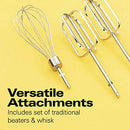 6-Speed Electric Hand Mixer with Whisk, Traditional Beaters, Snap-On Storage Case, White