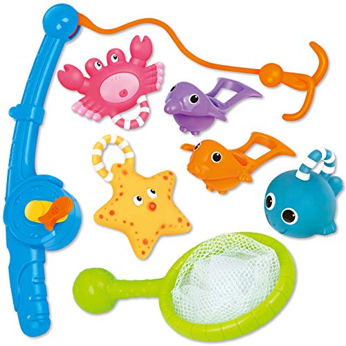 Fishing Floating Squirts Toy and Water Scoop with Organizer Bag(8 Pack)