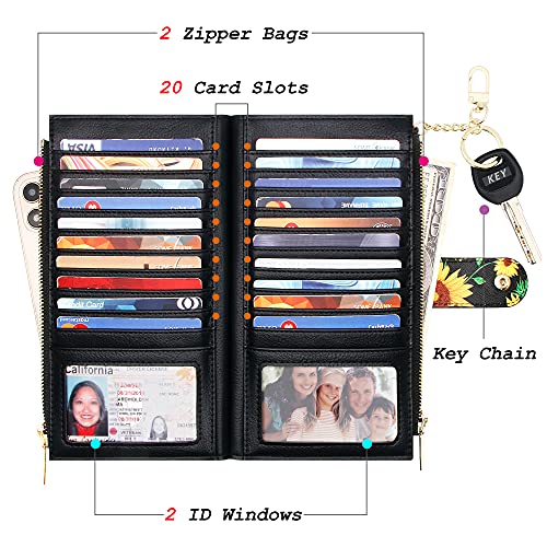 Wallets for Women RFID Blocking Leather Slim Bifold Multi Card Organizer Wallet