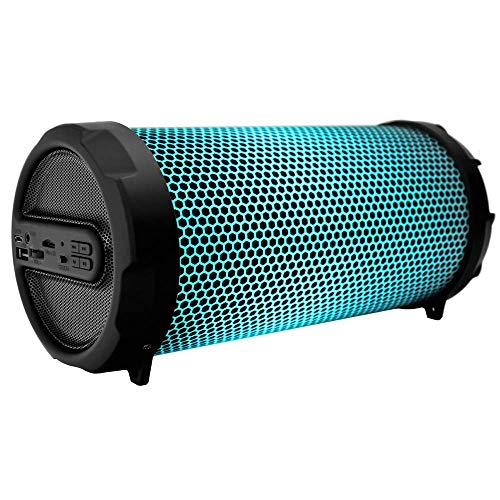 WOOZIK Rockit Go / S213 LED Bluetooth Speaker, Wireless Boombox Indoor/Outdoor with FM Radio,Micro SD Card, USB, AUX 3.5mm Support, Rechargeable Battery, Strap for Travel, Great for Parties! (Black)