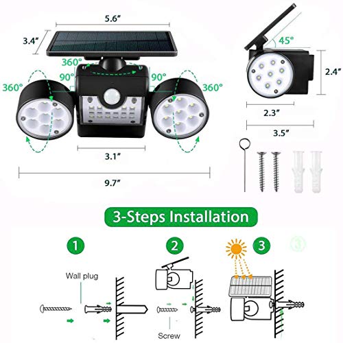 Solar Lights Outdoor ,Fatpoom 30 LED Solar Security Light with Motion Sensor Dual