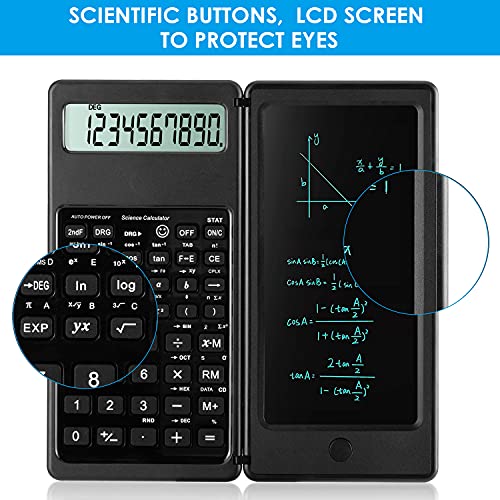 Scientific Calculators for high-School, 10 Digits Digital with Erasable Writing Board Math