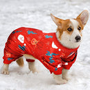 Christmas Dog Pajamas 3 Pieces Pet Clothes Costume Xmas Apparel Jumpsuit Puppy Christmas Pajamas for Pet Holiday Decorations (Classic Pattern,L)