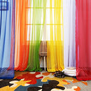 6 Piece Rainbow Sheer Window Panel Colorful Backdrop Bright Curtains Set for Playroom,