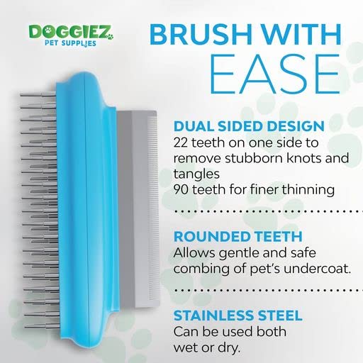 2-in-1 Dog Brush for Shedding & Undercoat Rake Dog Hair Brush - Cat Grooming