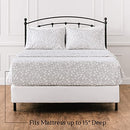 Printed Queen Bed Sheet Set 4-Piece - Ultra Soft Floral Leaves Print Queen