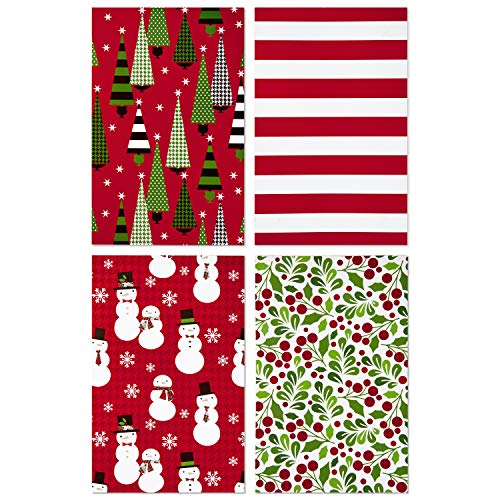 Hallmark Christmas Gift Boxes with Lids in Assorted Designs (Pack of 12: Trees, Stripes, Snowmen, Holly)