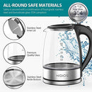 KOIOS Electric Kettle 1.8L Hot Water Boiler Teapot & Glass Tea Kettle with LED