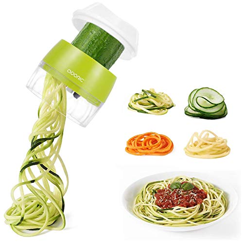 Handheld Spiralizer Vegetable Slicer, Adoric 4 in 1 Heavy Duty Veggie Spiral Cutter