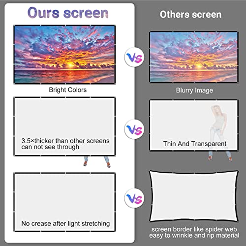 Projector Screen 100 inch,Outdoor Projection Screen 16:9 HD Portable Projector Screen