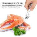 2 Pieces Fish Bone Tweezers, Stainless Steel Flat and Slant Tweezers Pliers Remover Tool