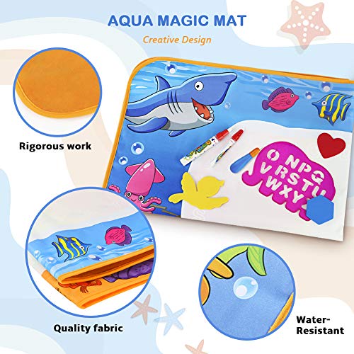 Water Doodle Mat - Kids Painting Writing Doodle Toy Mat - Color Doodle Drawing Mat Bring Magic Pens Educational Toys for Age 2 3 4 5 6 7 Year Old Girls Boys Age Toddler Gift
