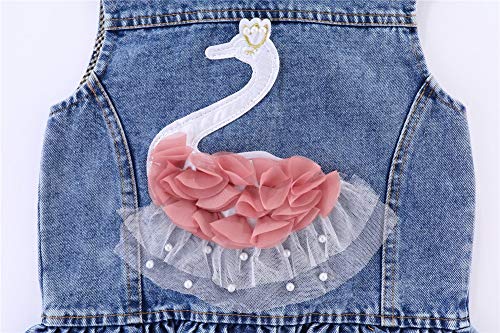 Mud Kingdom Little Girls Ripped Denim Vest Wonderful Hat Sequins Blue 5T