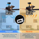 52"Farmhouse Rustic Indoor Ceiling Fans with Lights Industrial Black Metal Caged Ceiling