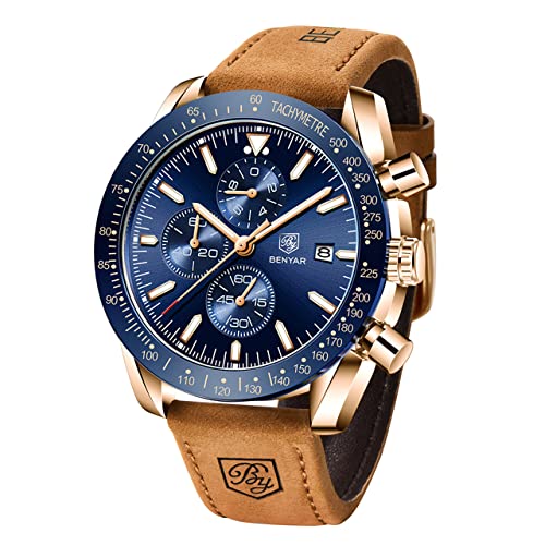 Classic Fashion Elegant Chronograph Watch Casual Sport Leather Band Mens Watches