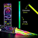 Premium Glow Sticks 100 Bulk Party Supplies Glow in The Dark 12 Hours Glow Party Pack 8 inch with Unique Connectors Neon Glow Bracelets Necklaces for Kids Camping Accessories 205 Pcs