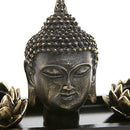 Lotus Tea Light Candle Holders with Buddha Head Sculpture