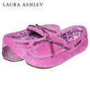 Kids Girls Fleece Glitter and Bow Moccasins Fuschia 11/12