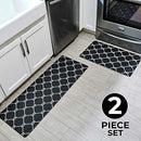 Sierra Concepts Kitchen Mat 2 Piece Rug Combo Set - Anti Fatigue Waterproof Home Décor Cushioned Floor Mats for Standing near Sink, Bathroom, Kitchens, Desk, Runner, Laundry, Ergonomic Non Slip, Black