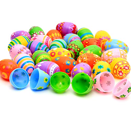 30 Pcs Printed Jumbo Plastic Eggs for Easter Egg Hunt Event, Party Favor