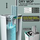 Mop and Bucket with Wringer Set, Flat Floor Mop and Bucket with 3 Microfiber mops