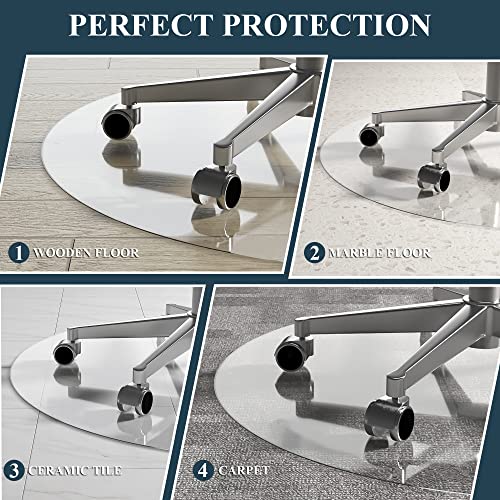 Glass Chair Mat for Carpet or Hard Floor Tempered Glass Glass Table Top Table Mat Round
