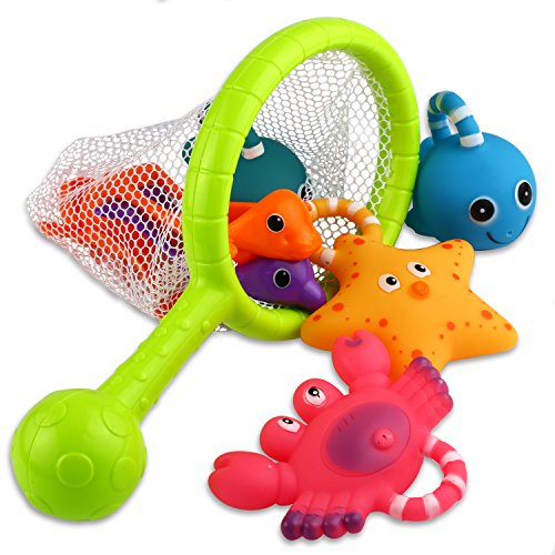 Fishing Floating Squirts Toy and Water Scoop with Organizer Bag(8 Pack)