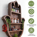 Wooden Hamsa Shelf for Crystals- Large 20 Inch Crystal Display Shelf