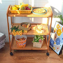 3-Tier Bamboo Kitchen Serving Cart Rolling Utility Storage Organizer Kitchen Trolley